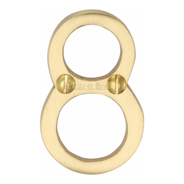 C1567 8-SB • 51mm • Satin Brass • Heritage Brass Face Fixing Numeral 8